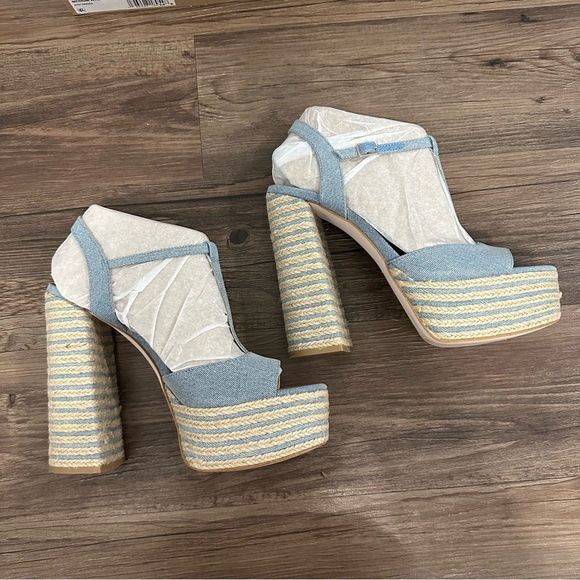 Jessica Simpson Blue Denim Ameeka Platform Sandal High Heel Shoe Size 10 - Picture 3 of 14